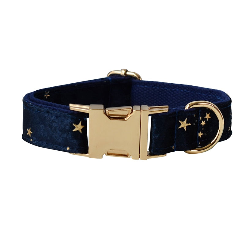 Night Stars: Personalized Bowtie collar and Leash - CurliTail