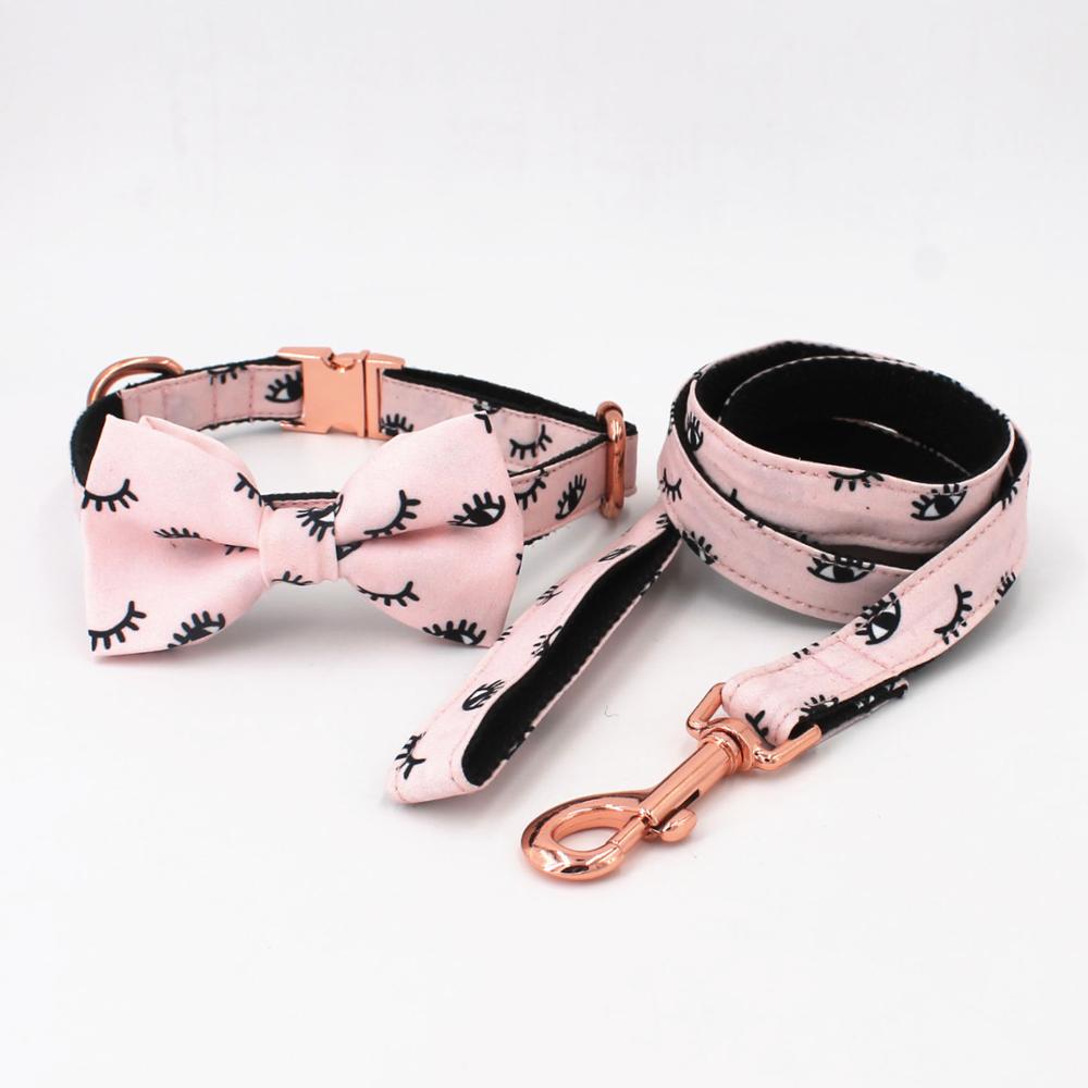 Eyelash Style: Personalized Bow Collar And Leash With Rose Buckle - CurliTail