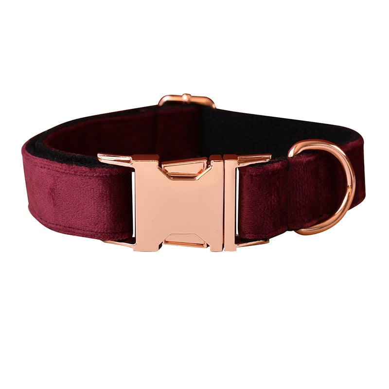 Solid Wine Personalized Bow Collar and Leash Set - CurliTail