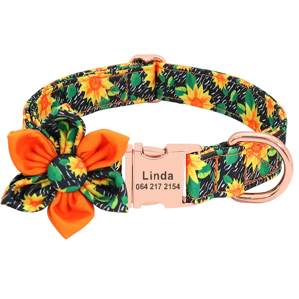 Bright Florals Flower Collar: Personalized Flower Collar And Leash - CurliTail
