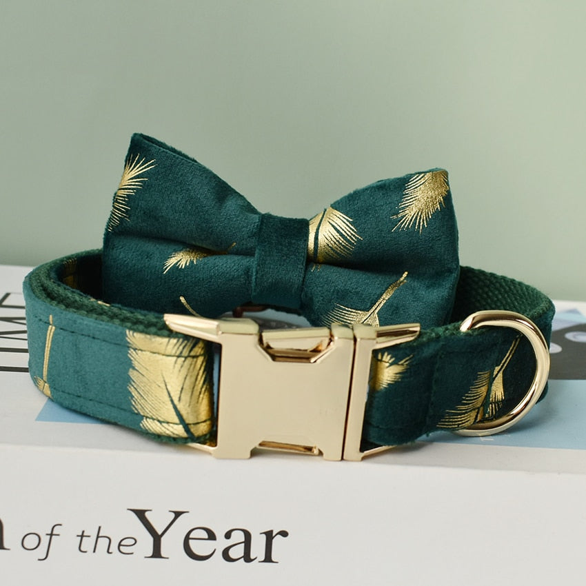Sparkle With Green: Personalized Pet Flower Collar And Leash - CurliTail
