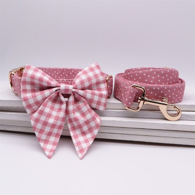 Pink Polka Dots Girly Butterfly Collar: Personalized Dog - CurliTail