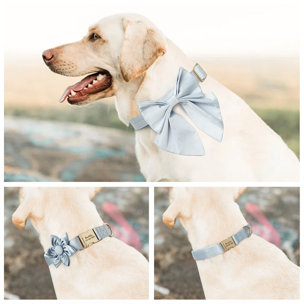 Blue Bay Butterfly Collar With Flower- Personalized - CurliTail