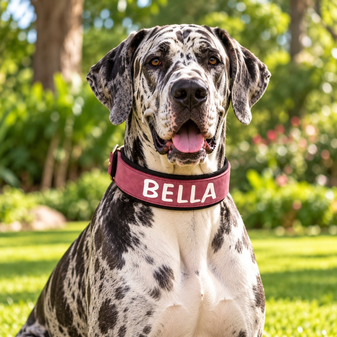 Personalized PU Leather Dog Collar | Wide Padded Pet ID Collars Free Print Dogs Name Collars for Small Medium Large Dogs