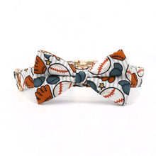 Baseball Dog Collar Bowtie with Matching Leash,Personalized Dog Collar
