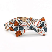 Baseball Dog Collar Bowtie with Matching Leash,Personalized Dog Collar