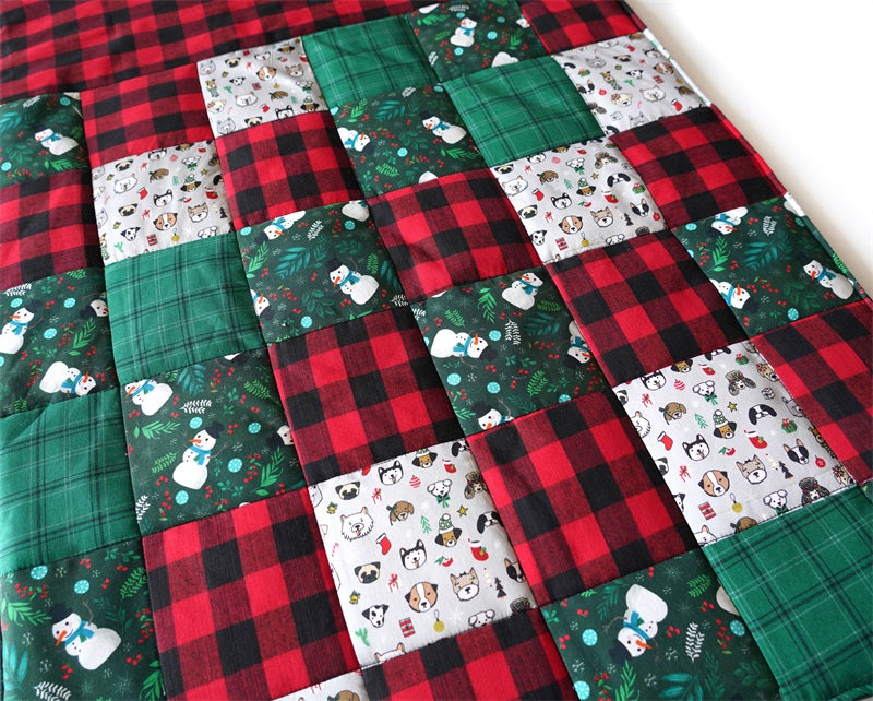 Christmas Personalized Pet Blanket with Name | Custom Handcrafted Patchwork Dog Quilt -CurliTail