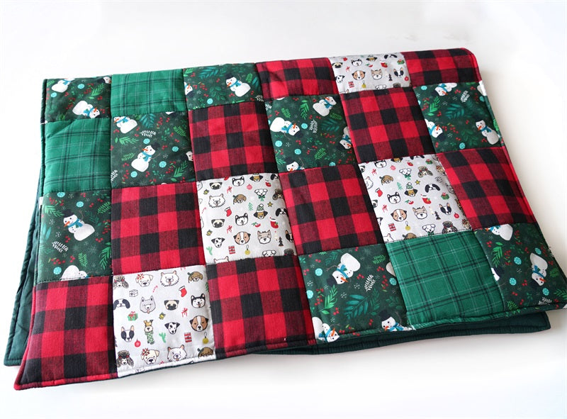 Christmas Personalized Pet Blanket with Name | Custom Handcrafted Patchwork Dog Quilt -CurliTail