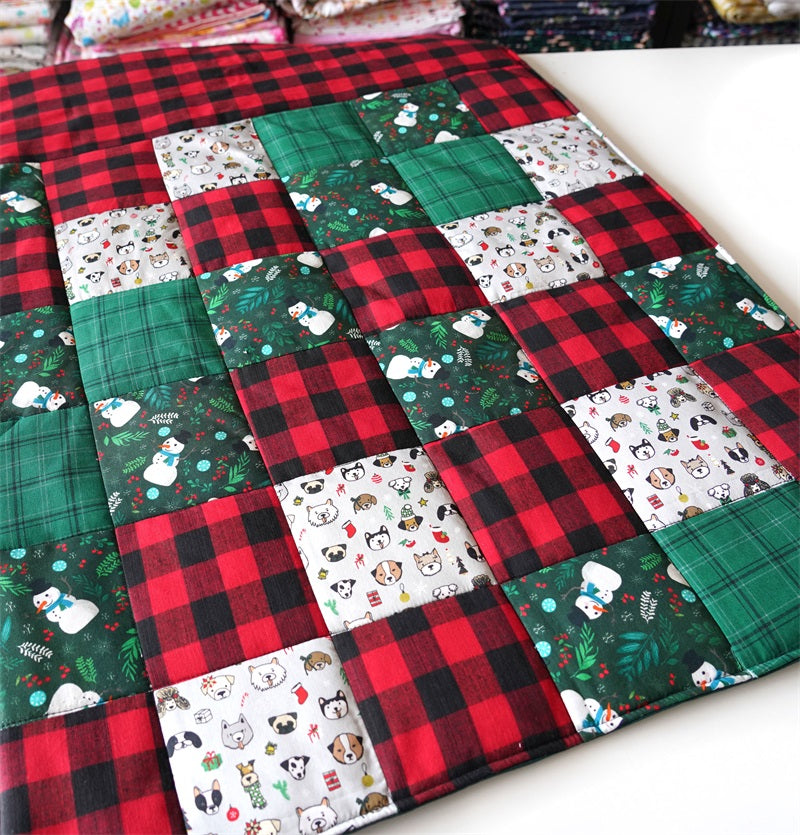 Christmas Personalized Pet Blanket with Name | Custom Handcrafted Patchwork Dog Quilt -CurliTail