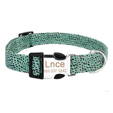 Customized Cheetah Dot Print Dog Collar Engraved ID Tag Nameplate for Small Medium Large Dogs | Personalized Dog Collar