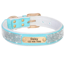 Custom Winter Personalized Rhinestone Dog Collar | Soft Padded Puppy Collar for Small Dogs Cats