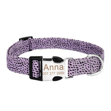 Customized Cheetah Dot Print Dog Collar Engraved ID Tag Nameplate for Small Medium Large Dogs | Personalized Dog Collar