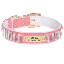 Custom Winter Personalized Rhinestone Dog Collar | Soft Padded Puppy Collar for Small Dogs Cats