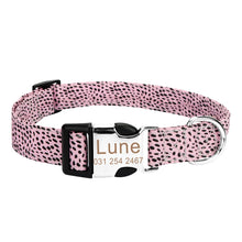 Customized Cheetah Dot Print Dog Collar Engraved ID Tag Nameplate for Small Medium Large Dogs | Personalized Dog Collar
