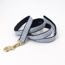 Seersucker Blue Stripe dog bowtie collar with Detachable Bowtie for Dogs for wedding,party,family photo gifts