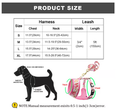 Printed Dog Harness Leash Set | Soft Mesh | Adjustable Walking Lead - CurliTail