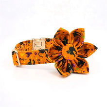 Personalized Orange Halloween Dog Collar with Bowtie/Flower for Halloween Holidays