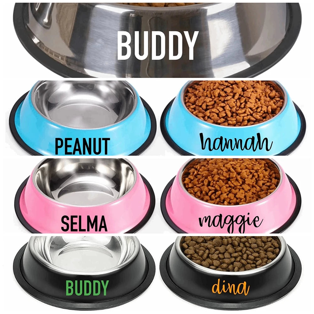 Personalized Pet Food/Water Stainless Steel Bowl with Rubber Grip-Gifts
