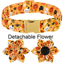 Personalized Halloween Dog Collar ID with Ghost Design Flower/Bowtie Large Medium Small Dogs