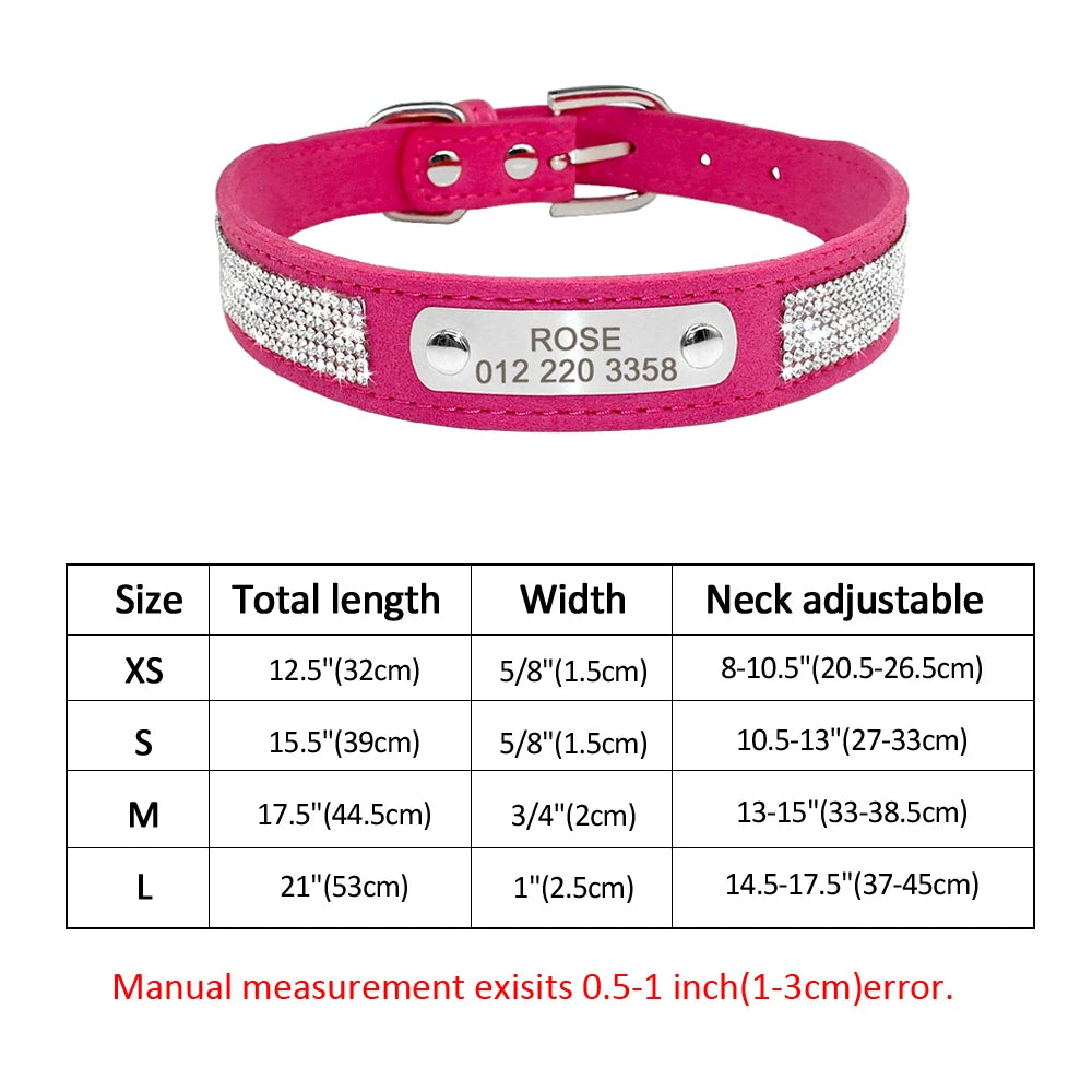 Personalized Cat Collar Bling Rhinestone | Custom Nameplate ID Collar for Small Dogs & Kittens