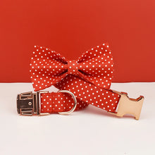 Red Fluttering Elegance: Personalized Dog Collar, Harness and Leash Set