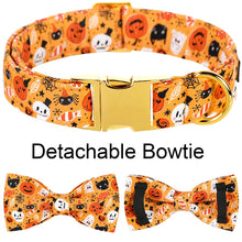 Personalized Halloween Dog Collar ID with Ghost Design Flower/Bowtie Large Medium Small Dogs