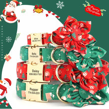 Furry and Festive: Personalized Christmas Print Flower ID Collars