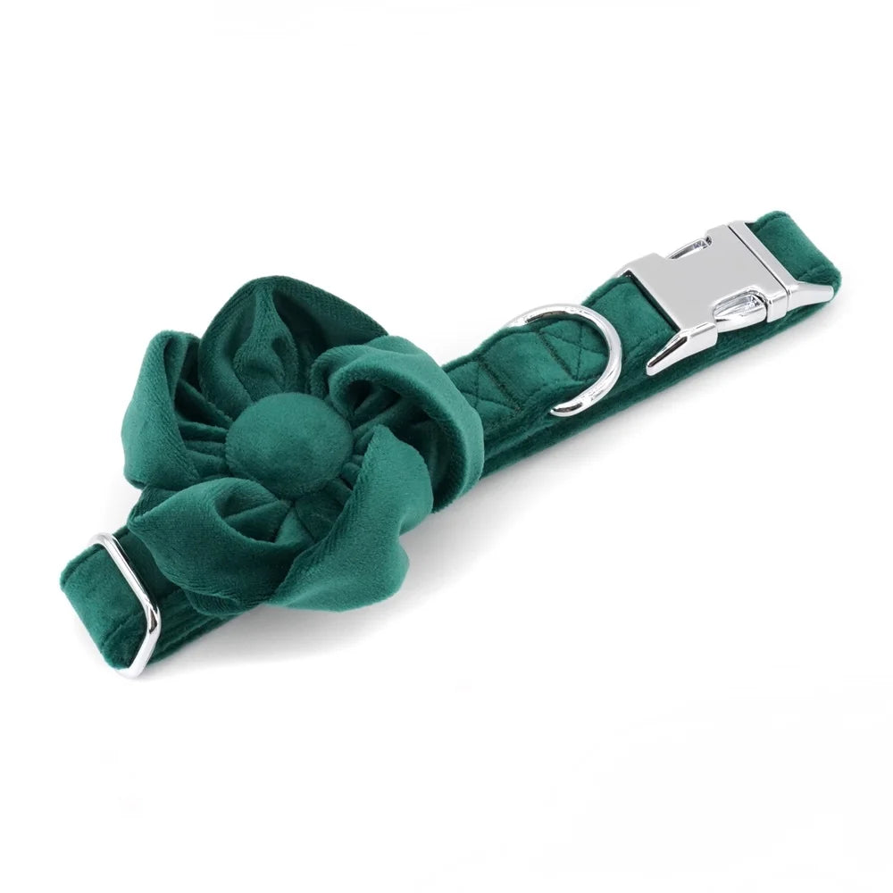Green Floral Flourish: Personalized Collars and Leashes