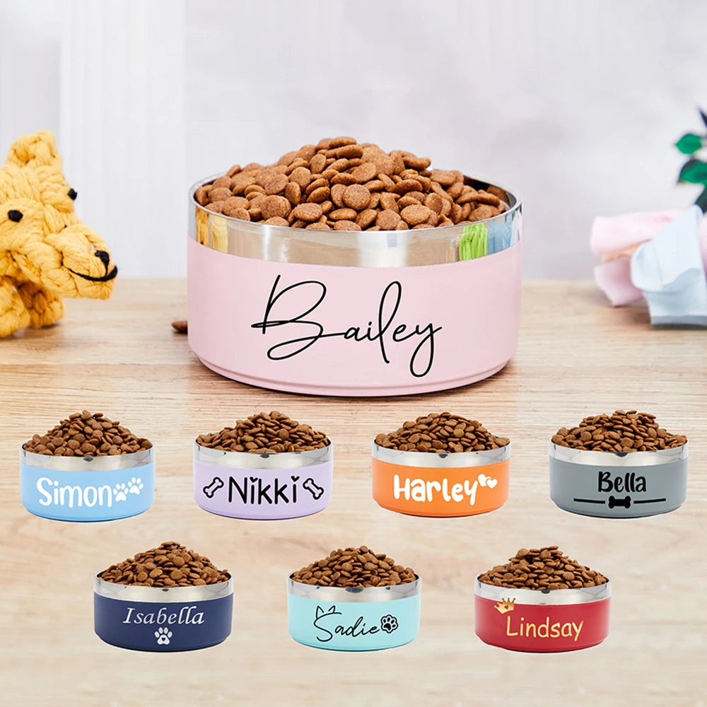 Personalized Stainless Steel Pet Bowls for Food and Water