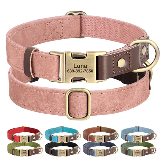 Personalized PU Leather Dog Collars | Custom Dog ID Collar with Name