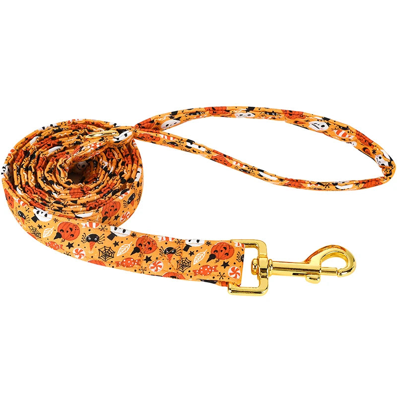 Personalized Halloween Dog Collar ID with Ghost Design Flower/Bowtie Large Medium Small Dogs