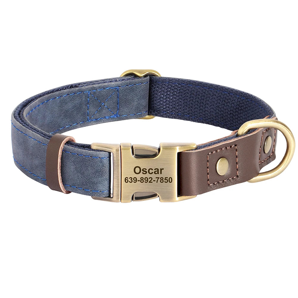Personalized PU Leather Dog Collars | Custom Dog ID Collar with Name
