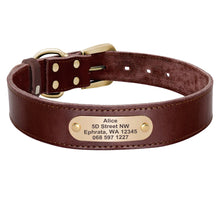 Custom Personalized Leather Dog Collar & Optional Leash with Nameplate For Small Medium Large Dogs