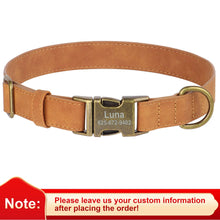 Personalized PU Leather Dog Collar – Custom Engraved Name ID, Adjustable Fit for All Dog Sizes