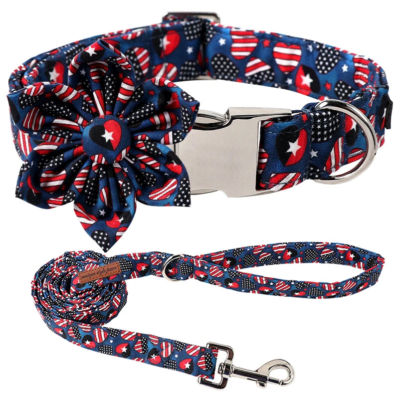 Personalized American Flag Bowtie, Flower and Butterfly Collar for Dogs | Perfect for Patriotic Celebrations