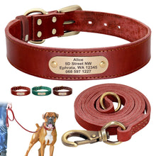 Custom Personalized Leather Dog Collar & Optional Leash with Nameplate For Small Medium Large Dogs