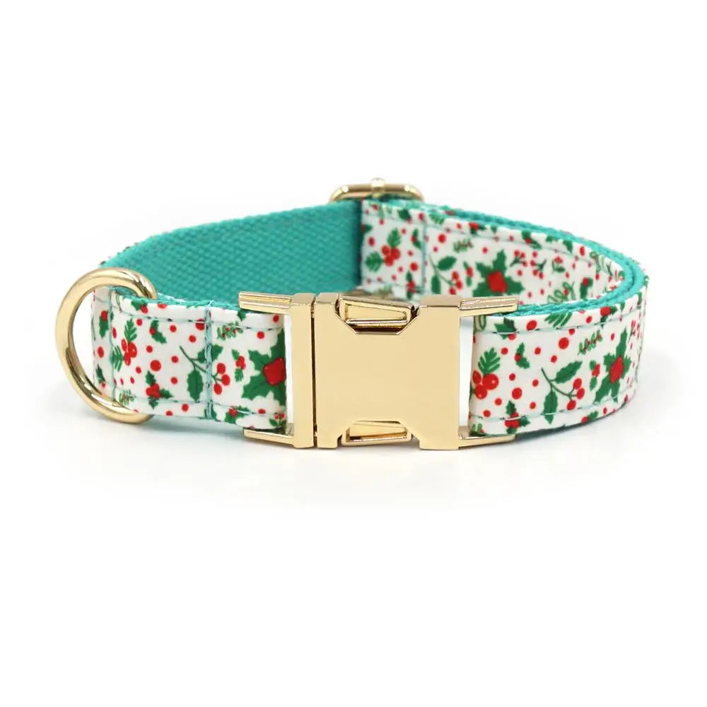 Holiday Printed Dog Collar & Leash Set | Personalized ID Collar Set