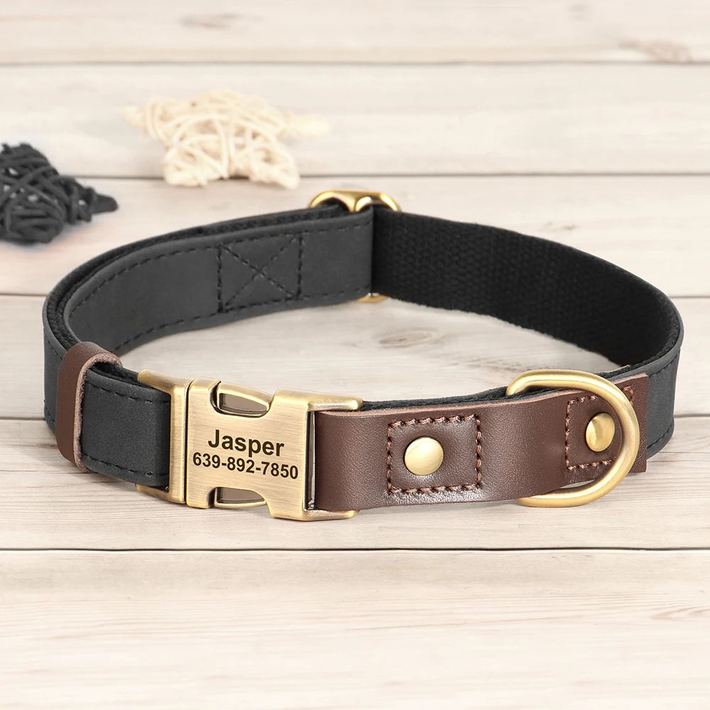 Personalized PU Leather Dog Collars | Custom Dog ID Collar with Name