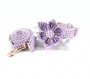 Classical Purple Checks : Personalized Pet ID Flower collars