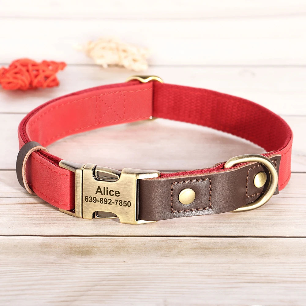 Personalized PU Leather Dog Collars | Custom Dog ID Collar with Name