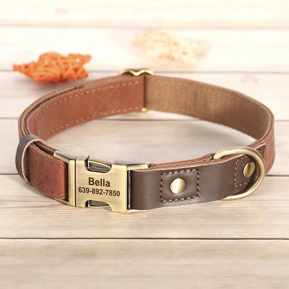Personalized PU Leather Dog Collars | Custom Dog ID Collar with Name