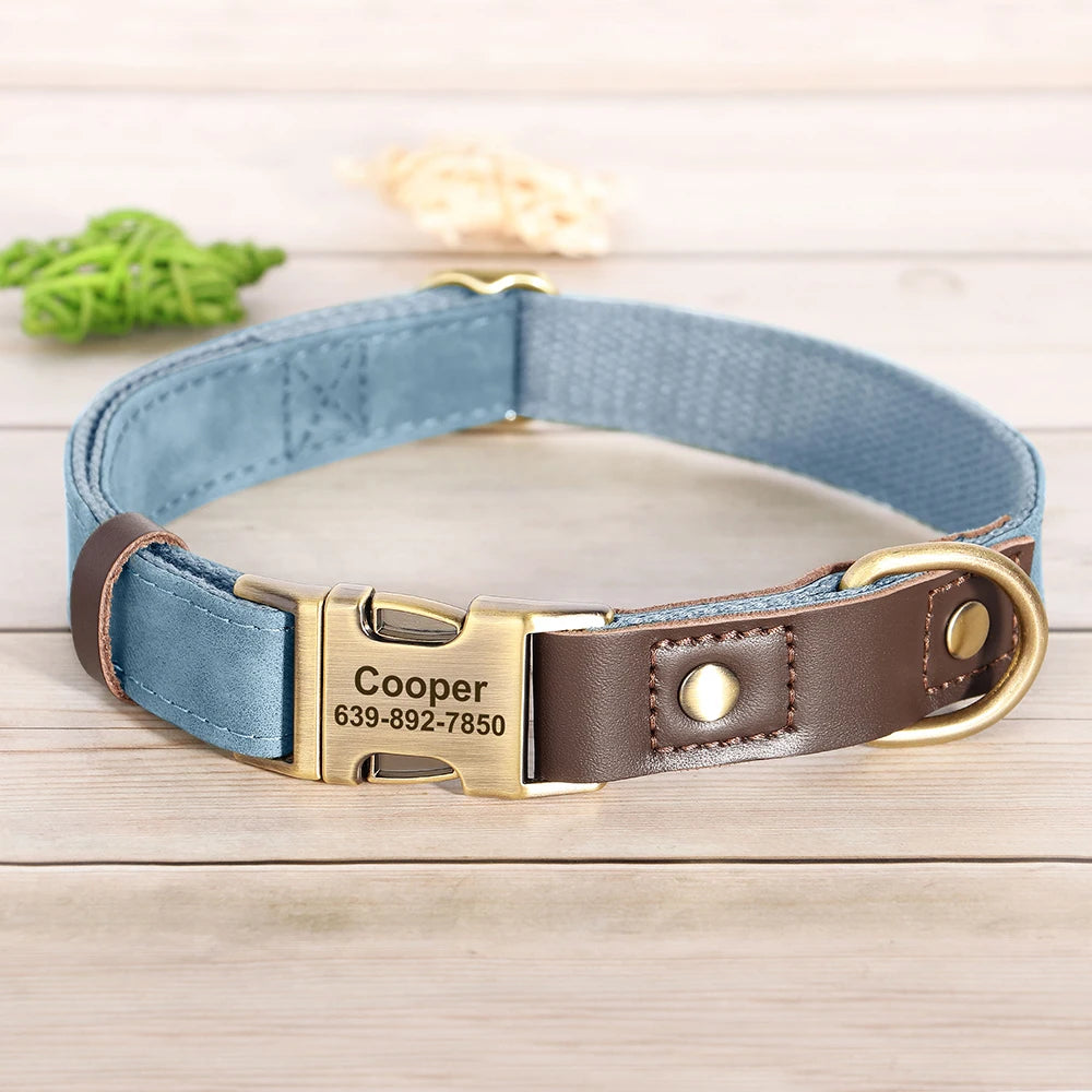 Personalized PU Leather Dog Collars | Custom Dog ID Collar with Name