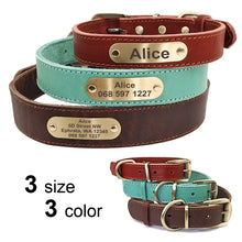 Custom Personalized Leather Dog Collar & Optional Leash with Nameplate For Small Medium Large Dogs