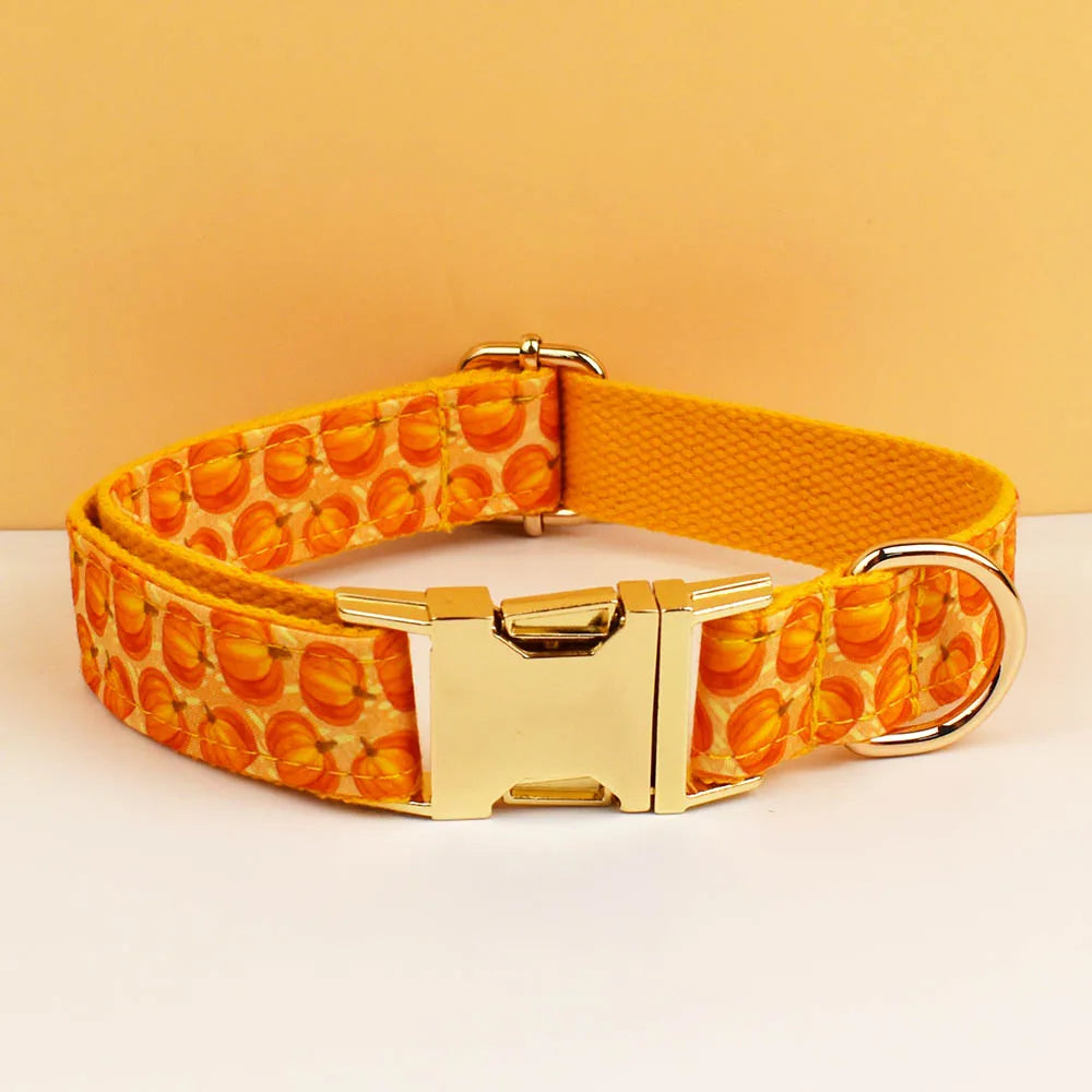 Personalized Halloween Adjustable Dog Collar Leash Set with ID Tag Engraving