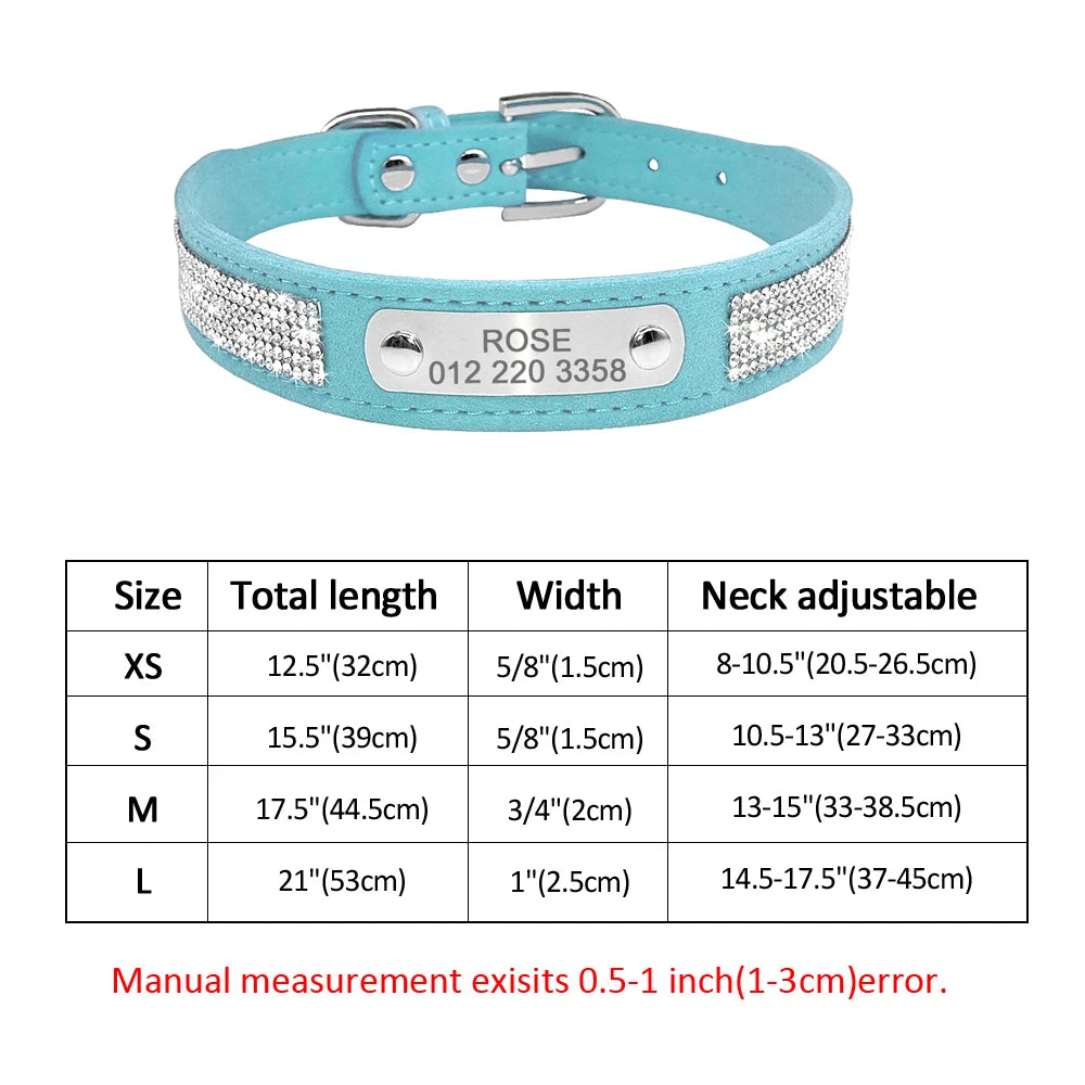 Personalized Cat Collar Bling Rhinestone | Custom Nameplate ID Collar for Small Dogs & Kittens