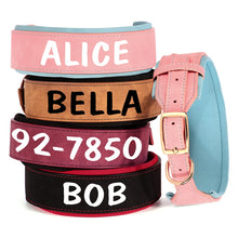 Personalized PU Leather Dog Collar | Wide Padded Pet ID Collars Free Print Dogs Name Collars for Small Medium Large Dogs