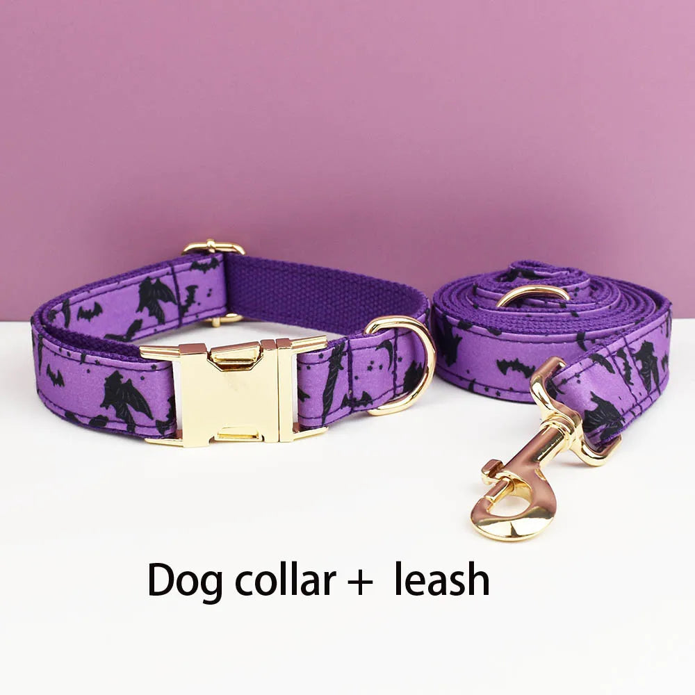Personalized Halloween Dog Collar with Free Engraving ID Name Tag Matching Leash And Harness