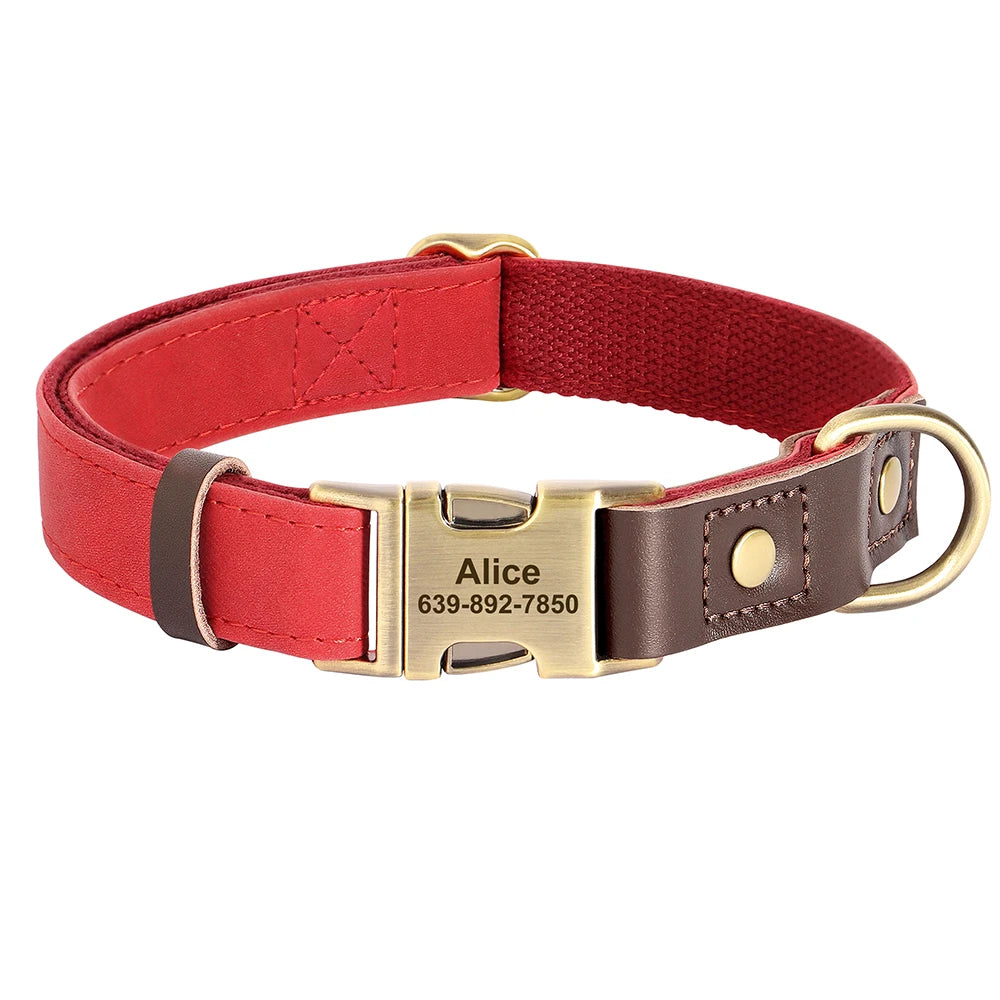 Personalized PU Leather Dog Collars | Custom Dog ID Collar with Name