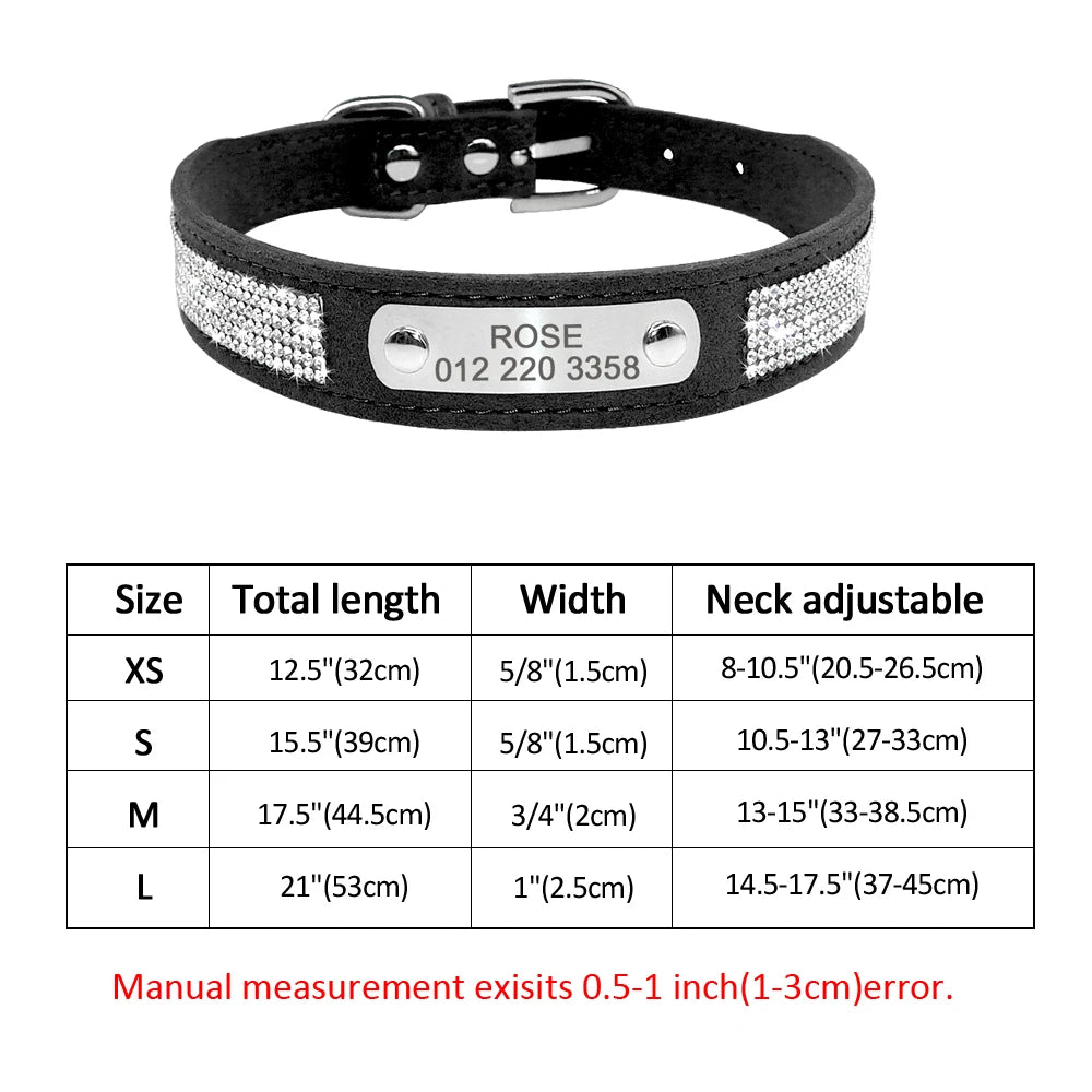 Personalized Cat Collar Bling Rhinestone | Custom Nameplate ID Collar for Small Dogs & Kittens