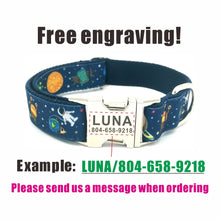 Space Monster Pet Collar with Personalized ID Tag and Leash | Adjustable Collar for Dogs